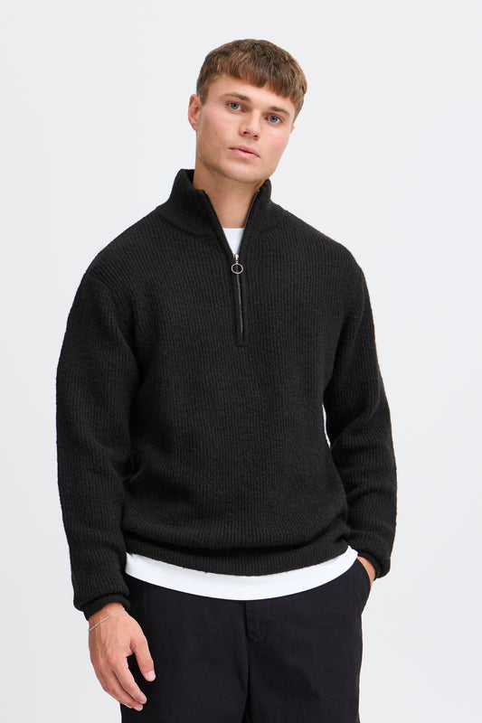 Pull TRUE BLACK - SDMATHEW HALFZIP Knit