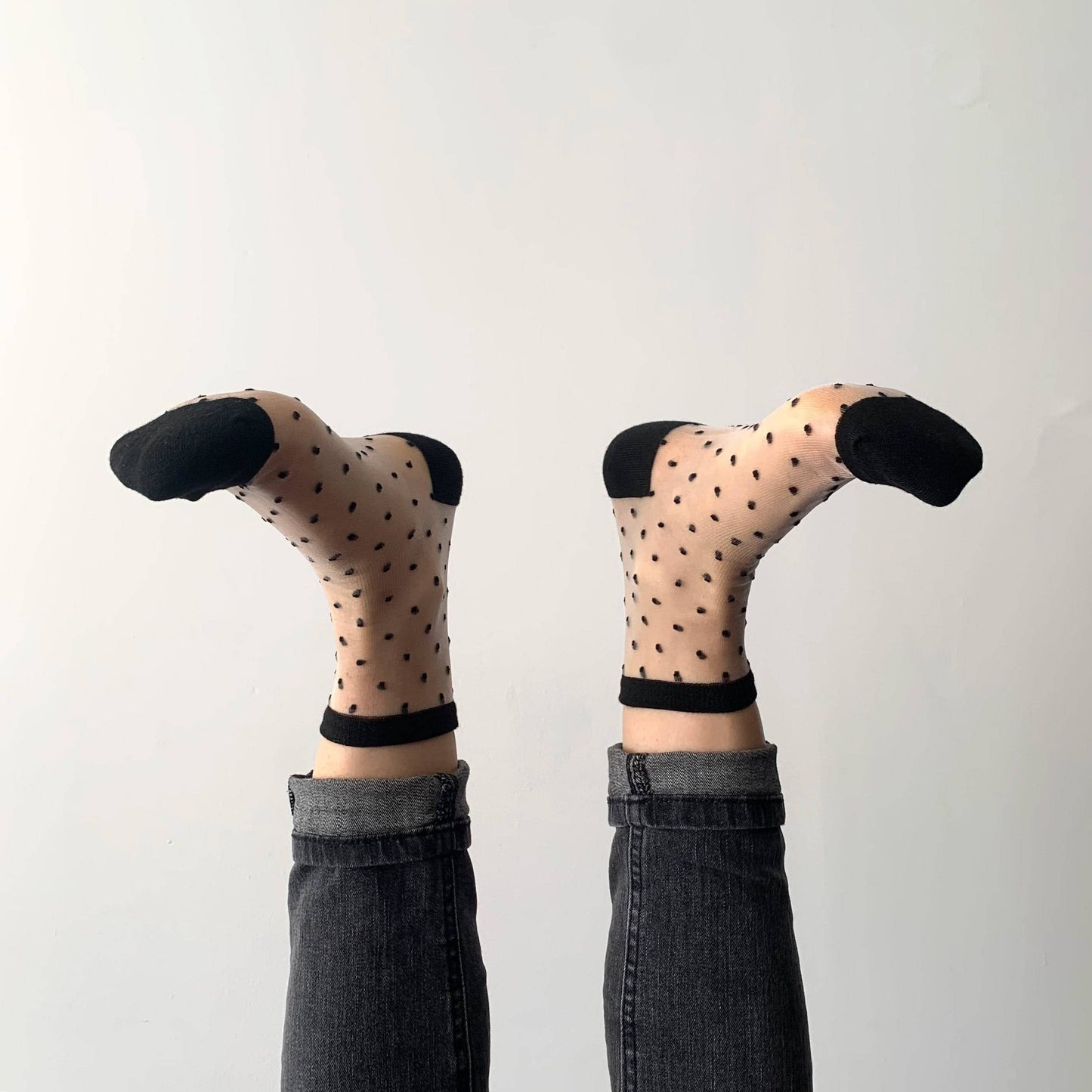 Charlotte - Chaussettes transparentes plumetis : Noir